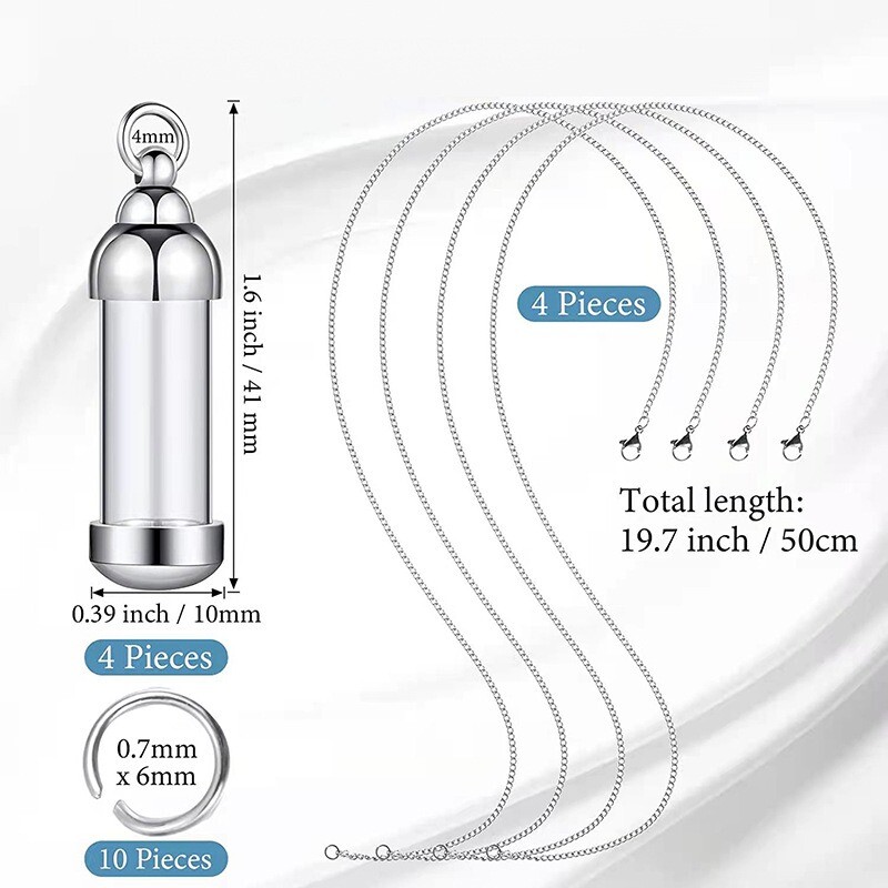 Cilindra dzidra stikla kaklarota no nerūsējošā tērauda sirds flakona smaržu pudele kremācijas urnas kulons sievietēm, piemiņa