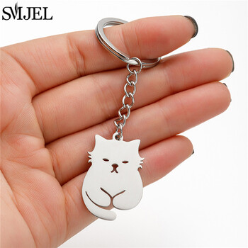 Cartoon Kitten Keychain Fashion Animal Keychain Creative Happy Cat μενταγιόν για γυναίκες Αξεσουάρ τσάντα τσάντας μπρελόκ αυτοκινήτου DIY Δώρο