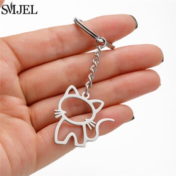 Cartoon Kitten Keychain Fashion Animal Keychain Creative Happy Cat μενταγιόν για γυναίκες Αξεσουάρ τσάντα τσάντας μπρελόκ αυτοκινήτου DIY Δώρο