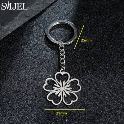 Breloc de modă cu fulg de zăpadă Boho Daisy Datura Plant Breloc din oțel inoxidabil pentru femei fete Accesorii de Crăciun Portachei