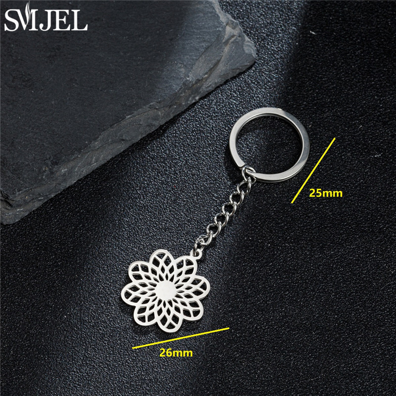 Breloc de modă cu fulg de zăpadă Boho Daisy Datura Plant Breloc din oțel inoxidabil pentru femei fete Accesorii de Crăciun Portachei