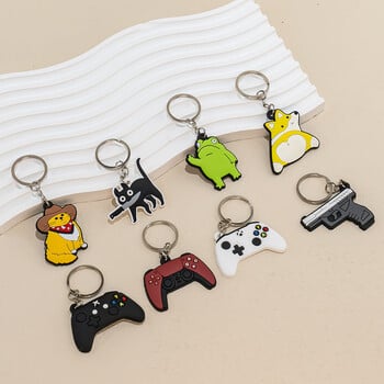 1 ΤΕΜ. Μπρελόκ PVC Μόδα Joystick Anime Figure Cute Animal Cats Keychain Peel Frogs Μπρελόκ αυτοκινήτου Μπομπονιέρα για παιδιά Δώρο γενεθλίων