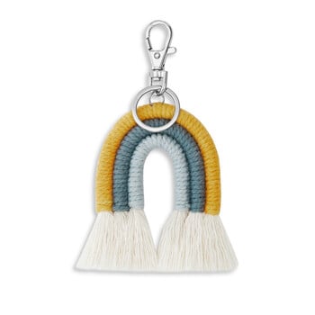 Bohemia Rainbow Tassels Keychains Ръчно изработено тъкане Аксесоар за окачване на кола Ключодържател за жени Чанти Ключодържател Декорация на дома Подарък