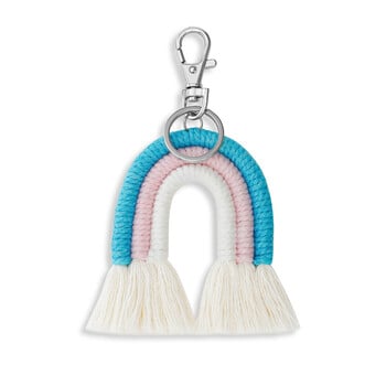 Bohemia Rainbow Tassels Keychains Ръчно изработено тъкане Аксесоар за окачване на кола Ключодържател за жени Чанти Ключодържател Декорация на дома Подарък