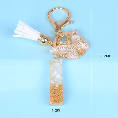 Breloc cu pandantiv cu ciucuri fluture, piatră smălțuită albă, de la A la Z, rășină, 26 de inițiale, pentru femei bărbați, suport pentru chei de mașină, cadou