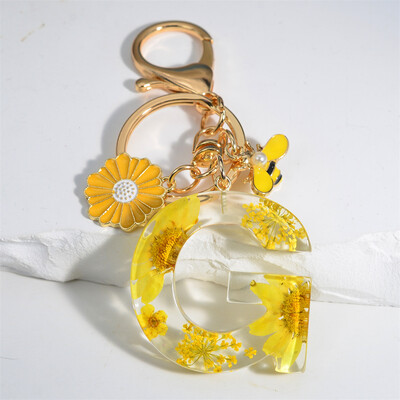 Margaretă rafinată 26 de litere brelocuri email dulce flori albine alfabet brelocuri nume inițiale brelocuri mașină ornamente pandantiv geantă