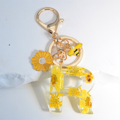 Margaretă rafinată 26 de litere brelocuri email dulce flori albine alfabet brelocuri nume inițiale brelocuri mașină ornamente pandantiv geantă