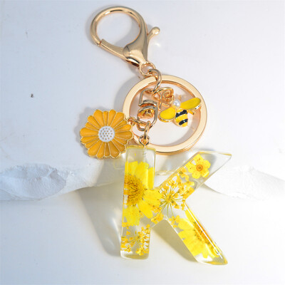 Margaretă rafinată 26 de litere brelocuri email dulce flori albine alfabet brelocuri nume inițiale brelocuri mașină ornamente pandantiv geantă