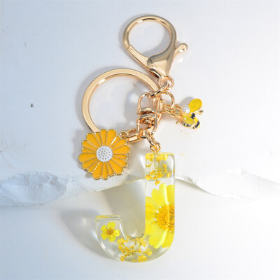 Margaretă rafinată 26 de litere brelocuri email dulce flori albine alfabet brelocuri nume inițiale brelocuri mașină ornamente pandantiv geantă