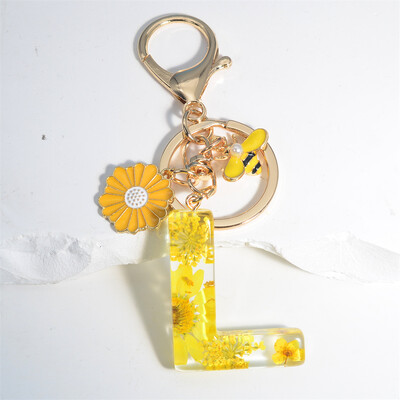 Margaretă rafinată 26 de litere brelocuri email dulce flori albine alfabet brelocuri nume inițiale brelocuri mașină ornamente pandantiv geantă