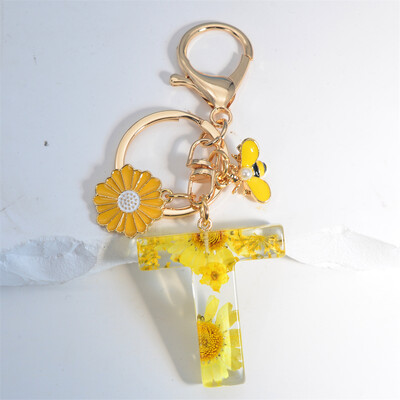 Margaretă rafinată 26 de litere brelocuri email dulce flori albine alfabet brelocuri nume inițiale brelocuri mașină ornamente pandantiv geantă