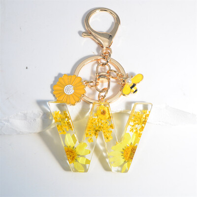 Margaretă rafinată 26 de litere brelocuri email dulce flori albine alfabet brelocuri nume inițiale brelocuri mașină ornamente pandantiv geantă