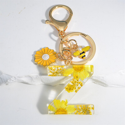 Margaretă rafinată 26 de litere brelocuri email dulce flori albine alfabet brelocuri nume inițiale brelocuri mașină ornamente pandantiv geantă