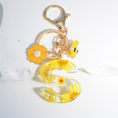 Margaretă rafinată 26 de litere brelocuri email dulce flori albine alfabet brelocuri nume inițiale brelocuri mașină ornamente pandantiv geantă