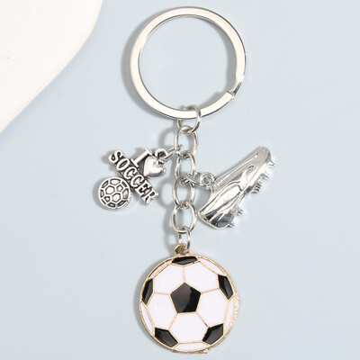 Метален емайлиран ключодържател I Love Soccer Gym Shoes Football Sports Key Ring For Athletes European Cup Мъжки подарък Направи си сам Ръчно изработени бижута