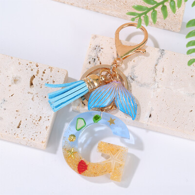 Breloc cu litere inițiale cu gradient pentru femei Breloc mașină în stil oceanic cu balenă cu ciucuri pentru genți de mână Breloc de geantă de rucsac