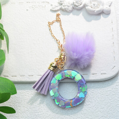 Blizgantys mados inicialai Raktų pakabukai su kutais, pakabukai su rankena, pakabukai, skirti moterų puodelių priedams