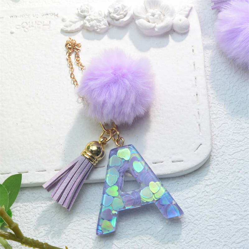 Brelocuri cu inițiale de modă strălucitoare cu breloc cu litere, cu pompon, mâner cu ciucuri, Brelocuri cu pandantiv pentru pahar Accesorii pentru pahare pentru femei