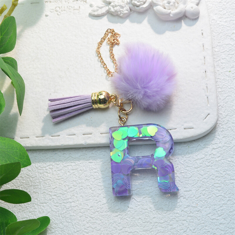 Brelocuri cu inițiale de modă strălucitoare cu breloc cu litere, cu pompon, mâner cu ciucuri, Brelocuri cu pandantiv pentru pahar Accesorii pentru pahare pentru femei