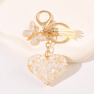 Női aranyos pár szív kulcstartó női kézitáska medál rózsaszín lila kék fehér pillangó bojt kulcstartó dekoráció ajándék