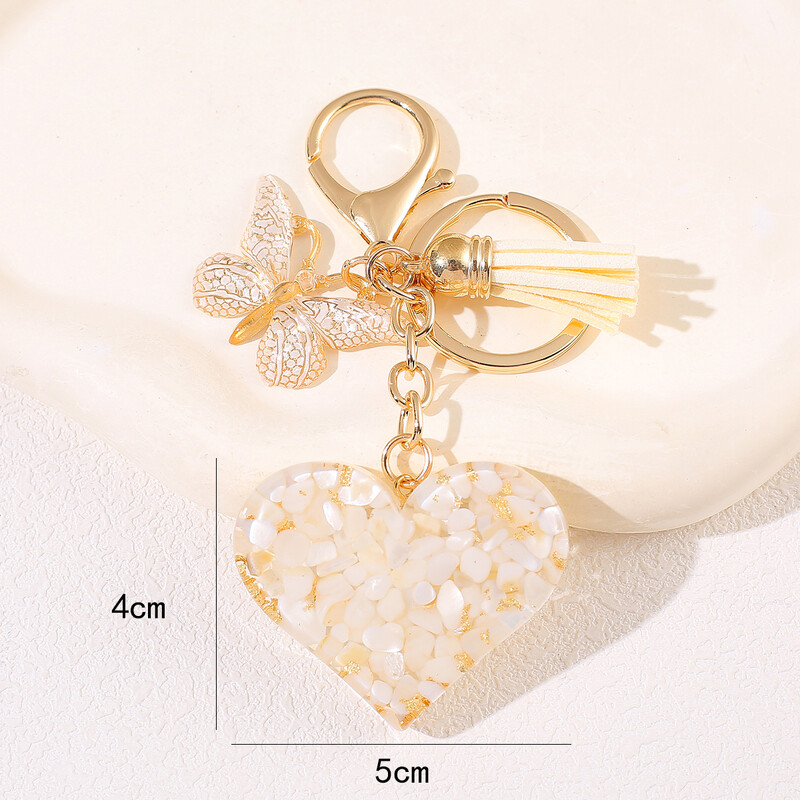 Női aranyos pár szív kulcstartó női kézitáska medál rózsaszín lila kék fehér pillangó bojt kulcstartó dekoráció ajándék