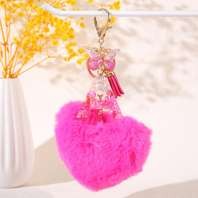 Szív alakú szőrgolyó kezdő kulcstartó Pillangó nagybetűs medál Kulcstartó Kulcstartó Női pénztárca Kézitáska kiegészítők