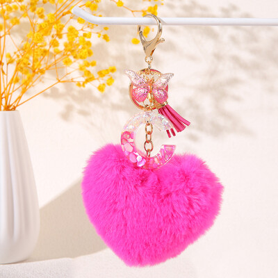 Szív alakú szőrgolyó kezdő kulcstartó Pillangó nagybetűs medál Kulcstartó Kulcstartó Női pénztárca Kézitáska kiegészítők