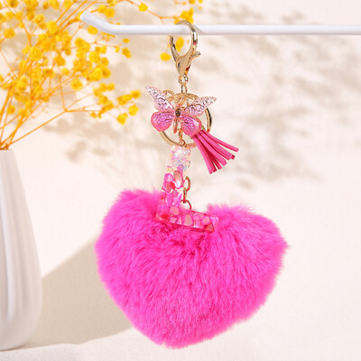 Szív alakú szőrgolyó kezdő kulcstartó Pillangó nagybetűs medál Kulcstartó Kulcstartó Női pénztárca Kézitáska kiegészítők