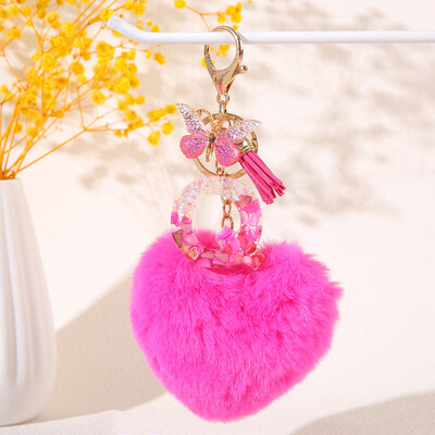 Szív alakú szőrgolyó kezdő kulcstartó Pillangó nagybetűs medál Kulcstartó Kulcstartó Női pénztárca Kézitáska kiegészítők