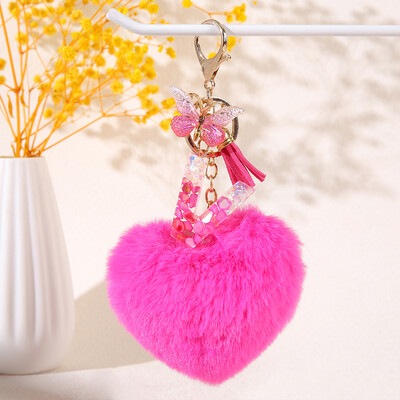 Szív alakú szőrgolyó kezdő kulcstartó Pillangó nagybetűs medál Kulcstartó Kulcstartó Női pénztárca Kézitáska kiegészítők