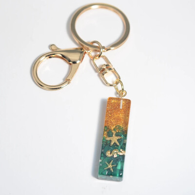 Breloc cu stele de mare cu literă inițială, femei, fete, rucsac, portofel, breloc pentru mașină, alfabet, verde, ornamente pentru motociclete, suport pentru chei, cadou