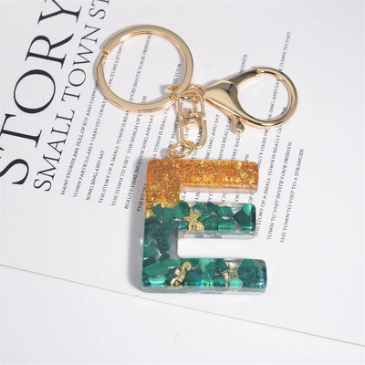 Breloc cu stele de mare cu literă inițială, femei, fete, rucsac, portofel, breloc pentru mașină, alfabet, verde, ornamente pentru motociclete, suport pentru chei, cadou