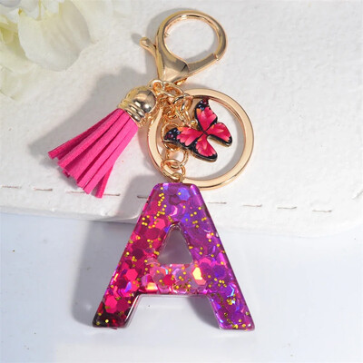 Fashion Glitter AZ strălucitor paiete litere pandantiv breloc ciucuri stele bile brelocuri brelocuri geanta ornamente mașină bibelorie accesorii
