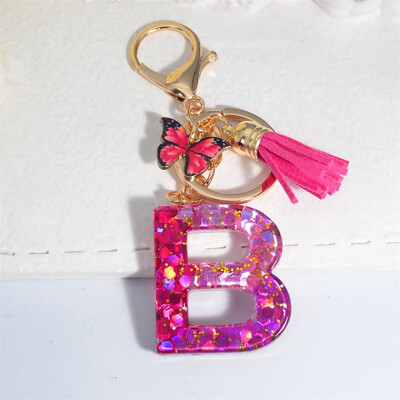 Fashion Glitter AZ strălucitor paiete litere pandantiv breloc ciucuri stele bile brelocuri brelocuri geanta ornamente mașină bibelorie accesorii