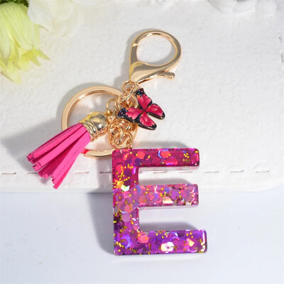 Fashion Glitter AZ strălucitor paiete litere pandantiv breloc ciucuri stele bile brelocuri brelocuri geanta ornamente mașină bibelorie accesorii