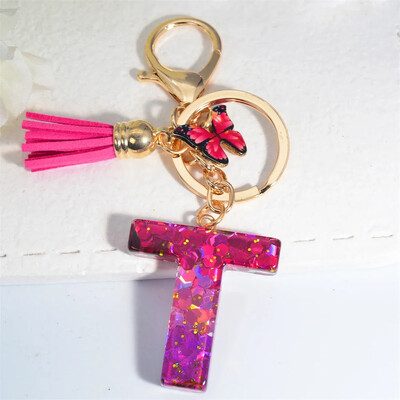 Fashion Glitter AZ strălucitor paiete litere pandantiv breloc ciucuri stele bile brelocuri brelocuri geanta ornamente mașină bibelorie accesorii