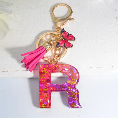 Fashion Glitter AZ strălucitor paiete litere pandantiv breloc ciucuri stele bile brelocuri brelocuri geanta ornamente mașină bibelorie accesorii