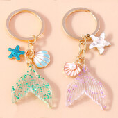 Aihua aranyos tengeri kulcstartó Starfish Shell sellő farok kulcstartók nyári ajándékok nőknek férfiaknak barkács kézzel készített ékszerek ajándékok