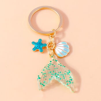 Aihua Cute Sea Keychain Starfish Shell Mermaid Tail Keychains Καλοκαιρινά δώρα για γυναίκες Άνδρες DIY χειροποίητα κοσμήματα δώρα