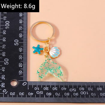 Aihua Cute Sea Keychain Starfish Shell Mermaid Tail Keychains Καλοκαιρινά δώρα για γυναίκες Άνδρες DIY χειροποίητα κοσμήματα δώρα