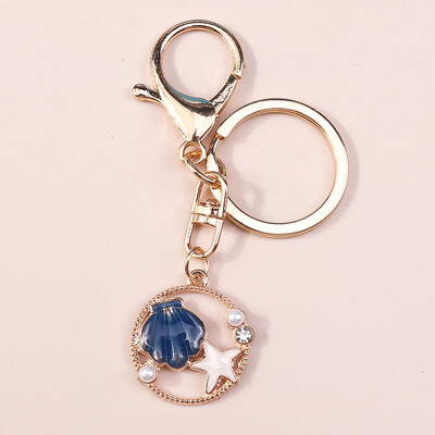 Aihua aranyos tengeri kulcstartó Starfish Shell sellő farok kulcstartók nyári ajándékok nőknek férfiaknak barkács kézzel készített ékszerek ajándékok