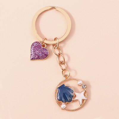 Aihua aranyos tengeri kulcstartó Starfish Shell sellő farok kulcstartók nyári ajándékok nőknek férfiaknak barkács kézzel készített ékszerek ajándékok