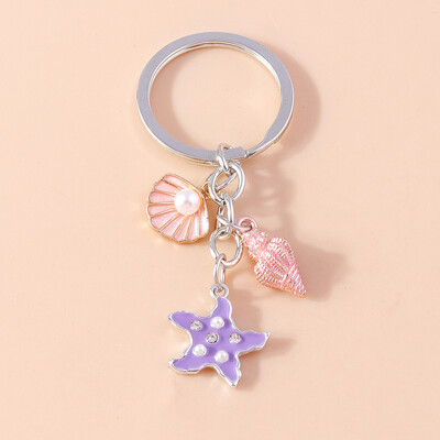 Aihua aranyos tengeri kulcstartó Starfish Shell sellő farok kulcstartók nyári ajándékok nőknek férfiaknak barkács kézzel készített ékszerek ajándékok