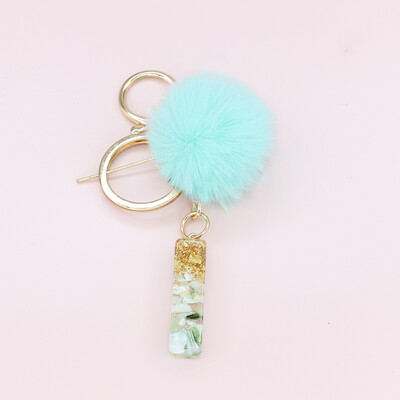 Žalia pūkuota pompom raidė raktų pakabukas Blizgučiai gradientas derva AZ inicialai Abėcėlės raktų pakabukas pakabukas Moteriška rankinė Telefono dekoro dovana