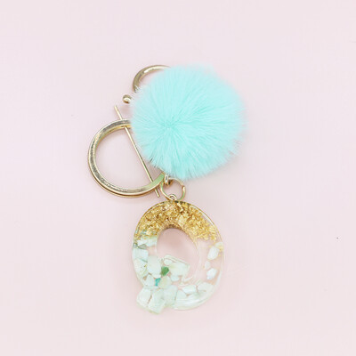 Žalia pūkuota pompom raidė raktų pakabukas Blizgučiai gradientas derva AZ inicialai Abėcėlės raktų pakabukas pakabukas Moteriška rankinė Telefono dekoro dovana