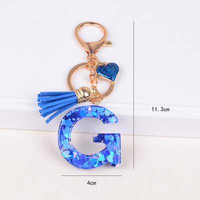 26 tähega võtmega pandlaga ripats sinise tutiga sulamist Love Fashion Girls Käekott Glitter Gradient Resin Initsiaalid võtmehoidja võlusid