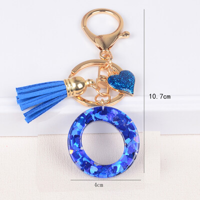 26 tähega võtmega pandlaga ripats sinise tutiga sulamist Love Fashion Girls Käekott Glitter Gradient Resin Initsiaalid võtmehoidja võlusid