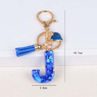 26 tähega võtmega pandlaga ripats sinise tutiga sulamist Love Fashion Girls Käekott Glitter Gradient Resin Initsiaalid võtmehoidja võlusid