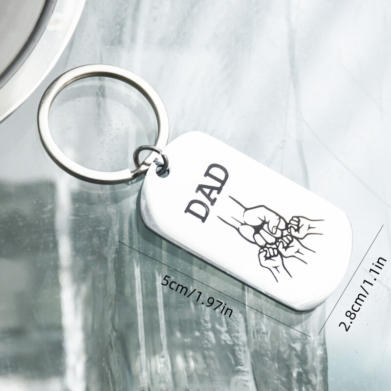 1 bucă breloc creativ din oțel inoxidabil pentru tata, cadouri de ziua tatălui, lanț cheie gravat pentru familie