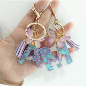 Sladký AZ písmenový prívesok na kľúče z živice, módne srdce, flitrové iniciály, prívesky na kľúče, taška, prívesok, ozdoba, držiak na kľúče od auta, doplnky, ozdoba